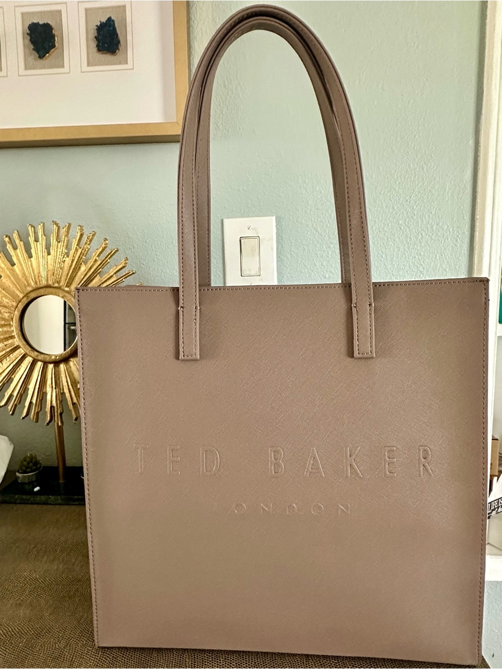 Ted Baker Pink Taupe Embossed Leather Tote